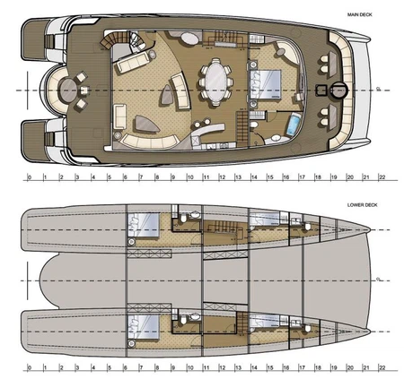 72 foot Cruising Power Catamaran layout (2)